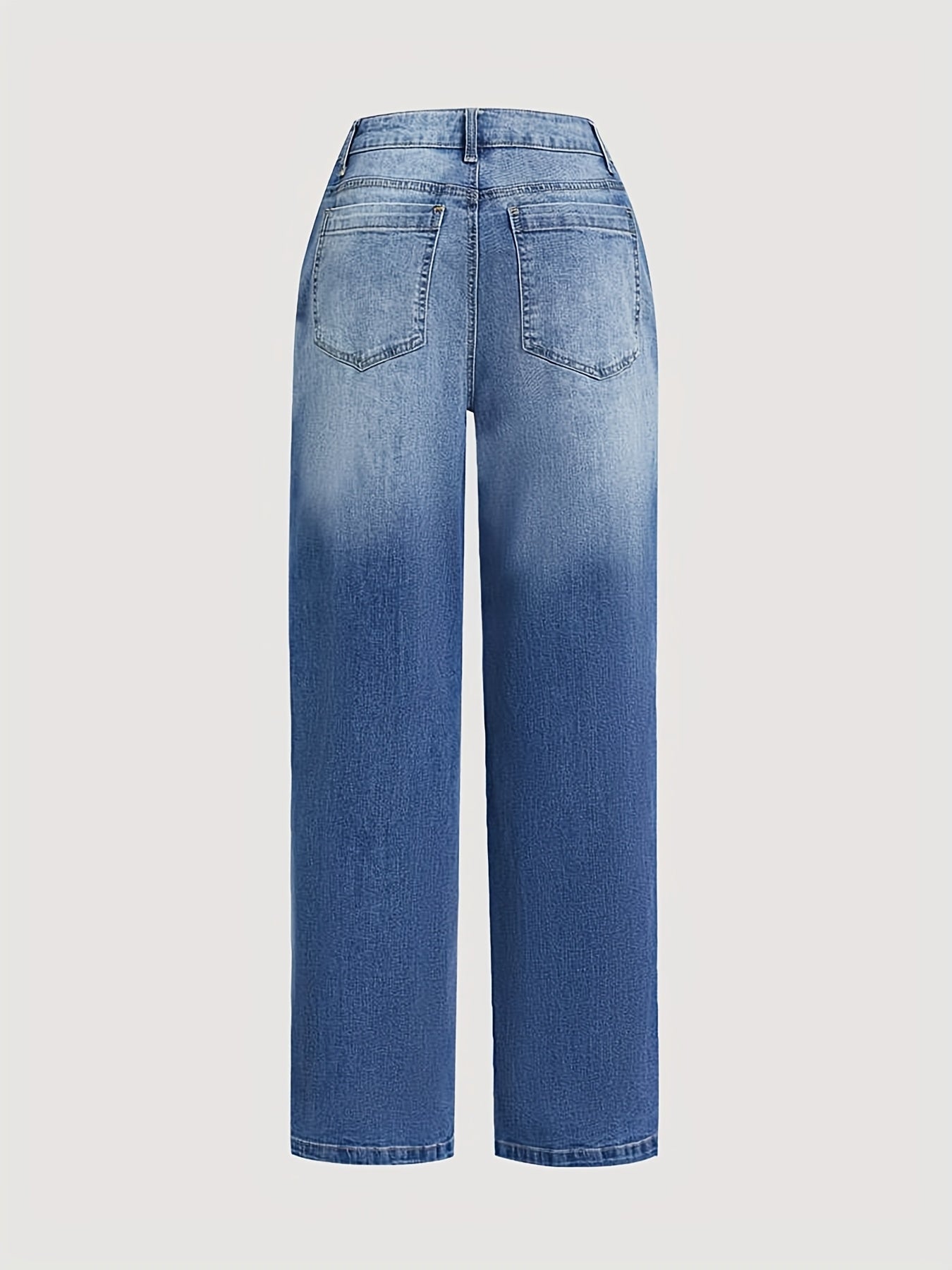 Women's Light Blue High-Waisted Wide Leg Denim Jeans Casual Comfort