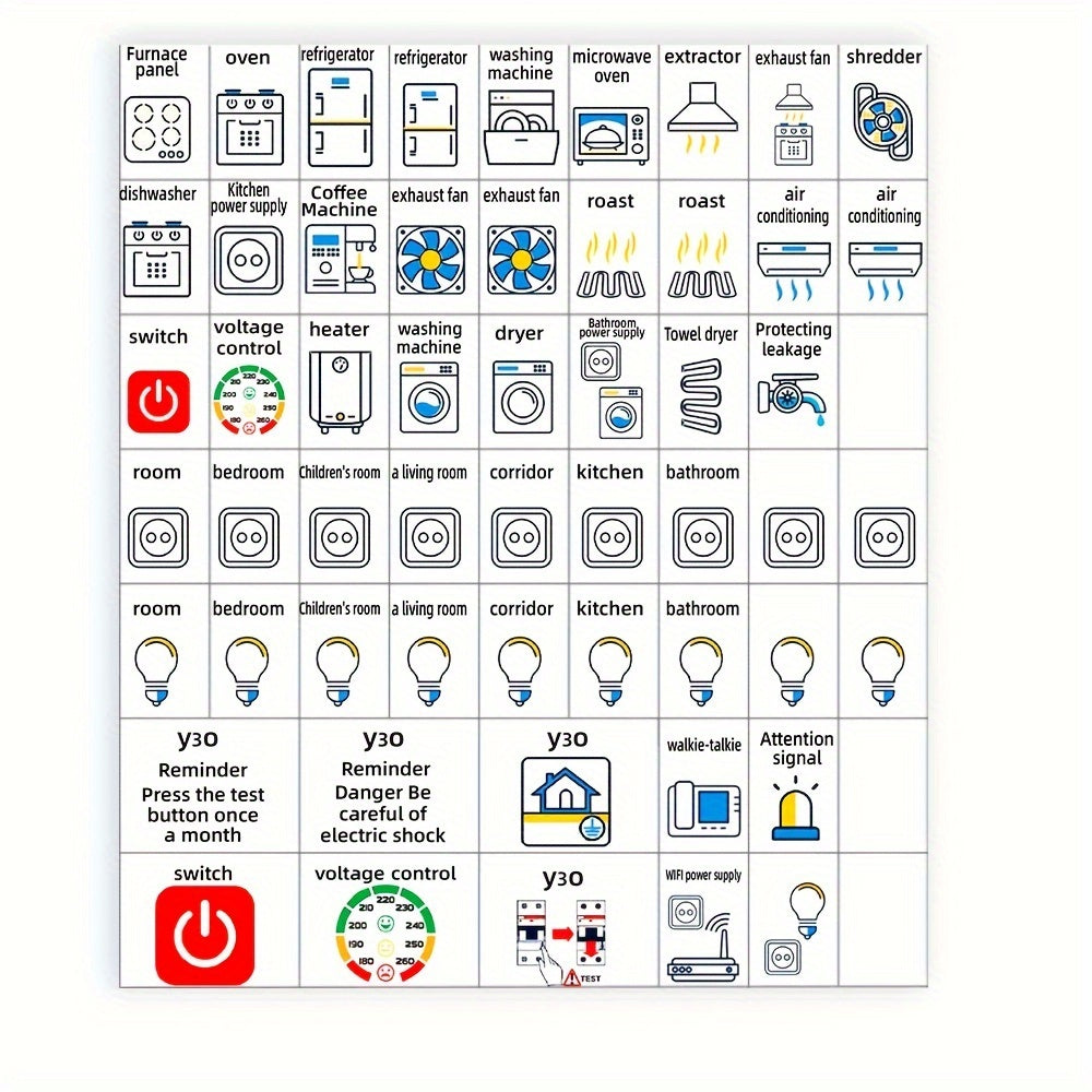 57-Piece Electrical Panel Label Stickers for Circuit Breaker Identification