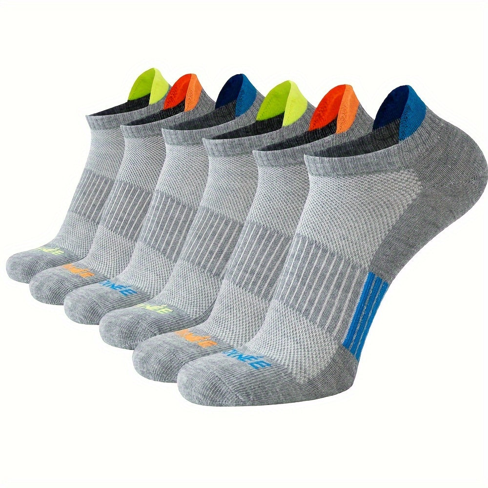Men's No Show Socks 6 Pairs Breathable Sweat-Resistant Spring Summer Running Fitness