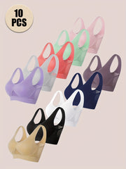 Plus Size Women’s High Support Wire-Free Sports Bras Pack of 10 Padded Mesh Workout Bras