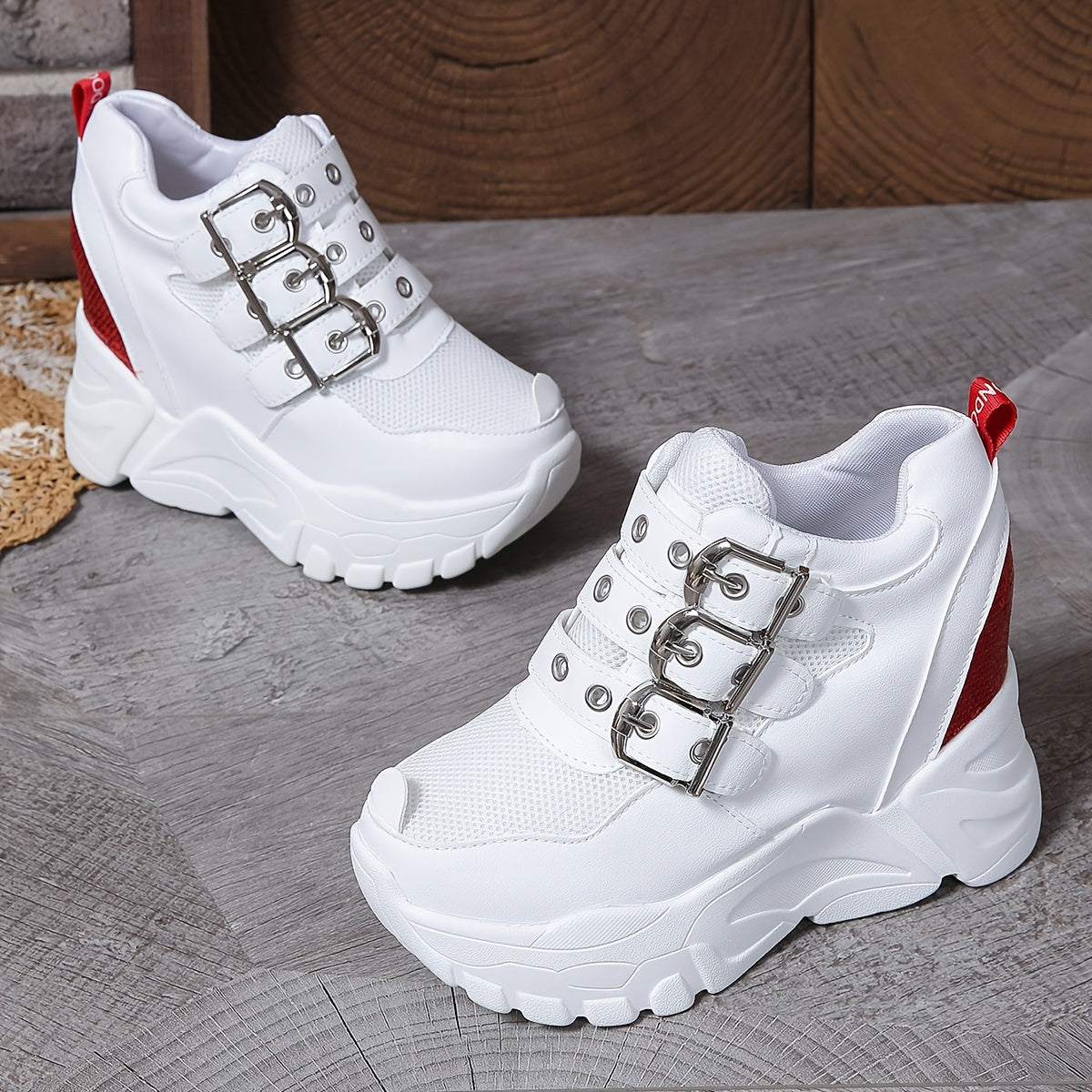 Women's Breathable Mesh Sneakers with Height Increase and Sparkling Sequins
