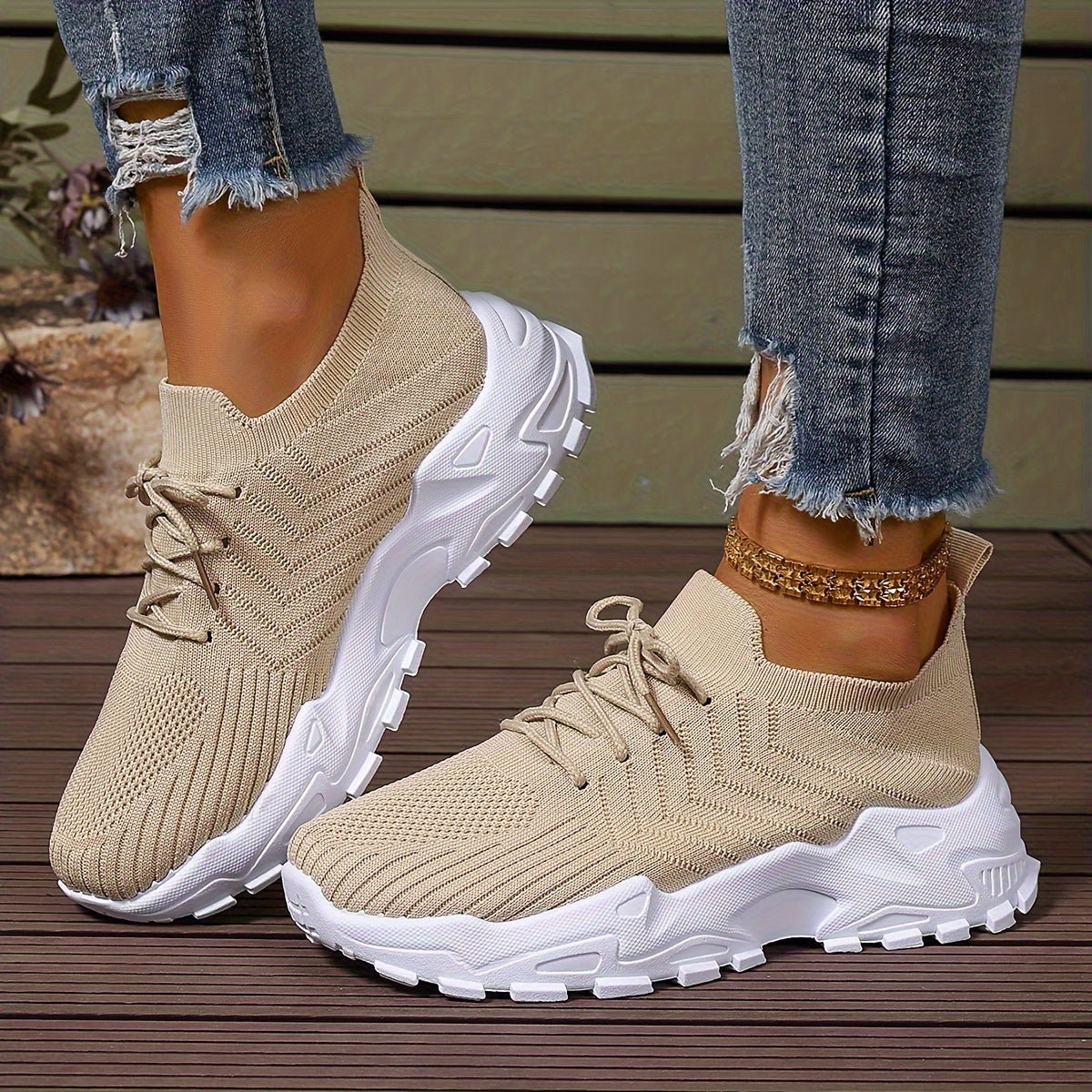 Women's Solid Color Breathable Mesh Sneakers Casual Walking Shoes
