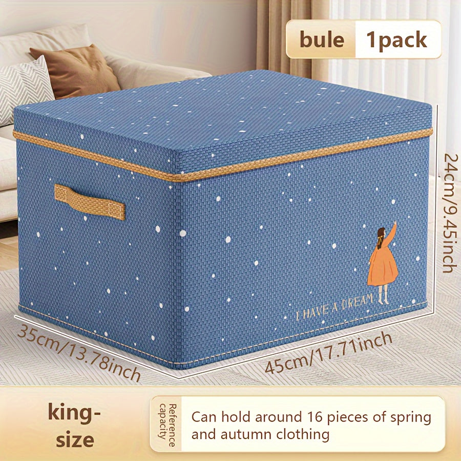 Foldable Fabric Storage Box with Lid for Clothes Toys and Home Organization