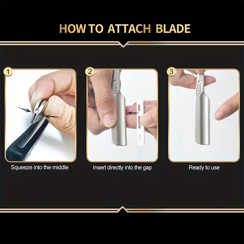Herramienta de afeitado manual retro con hoja reemplazable para barba plegable para hombre