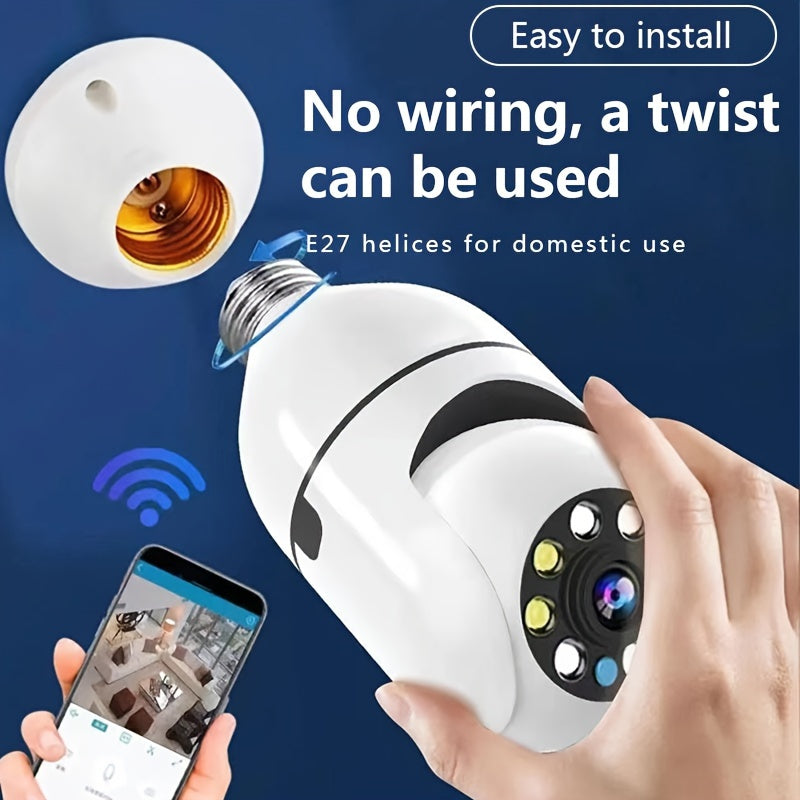 Wireless 355-Degree Panoramic Indoor Security Camera with 1080P Night Vision Motion Detection
