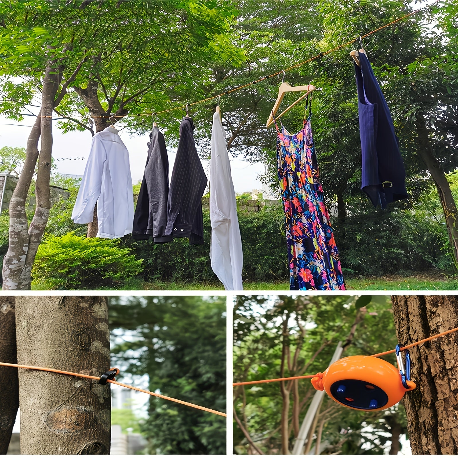 cuerda de ropa retráctil para acampar con 20 pinzas para viajes al aire libre y camping