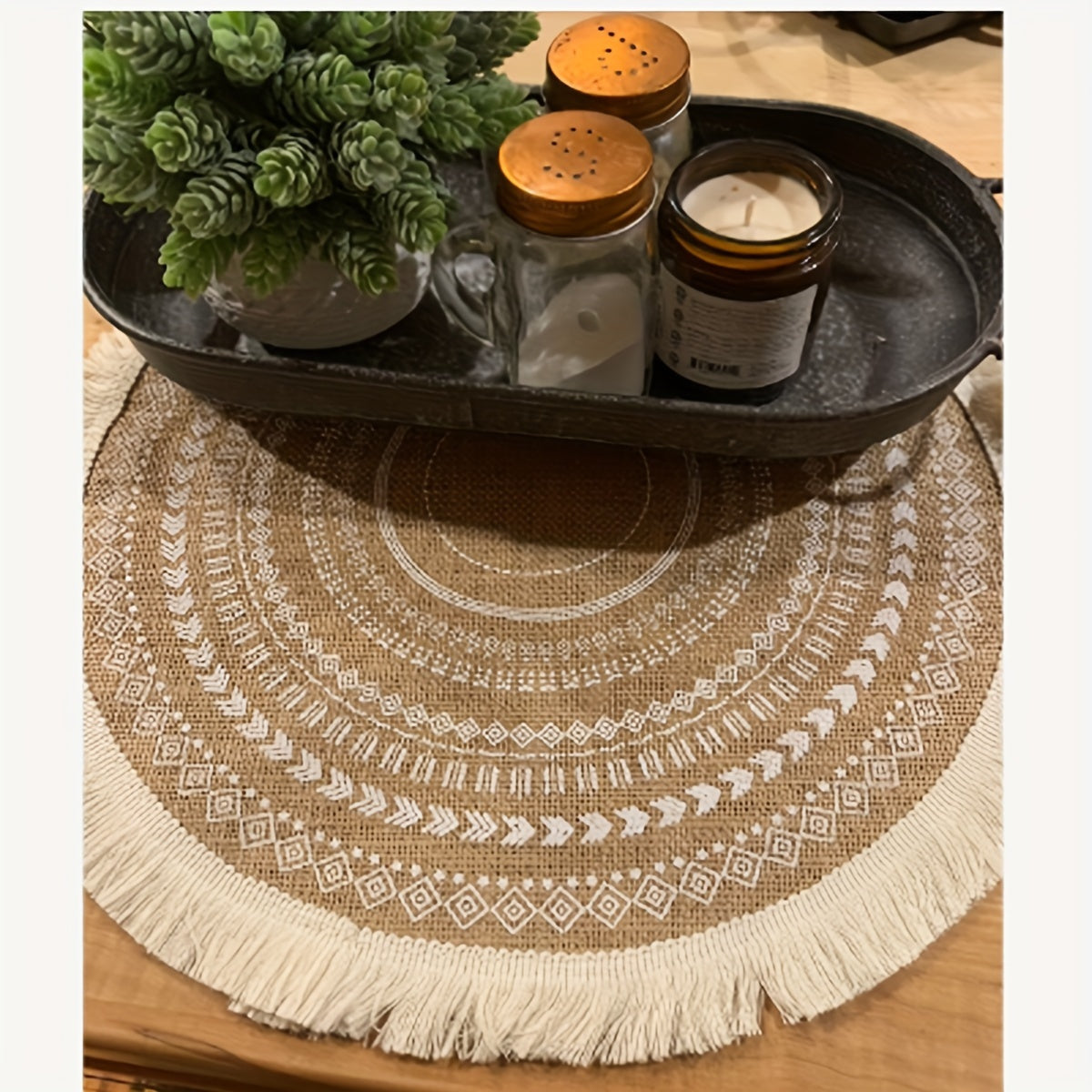 Jute Boho-Chic Round Placemats Set of 4 or 6 Heat Resistant Non-Slip
