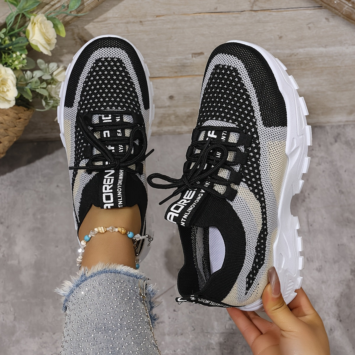 Men Breathable Casual Sports Shoes Comfortable Lightweight Black