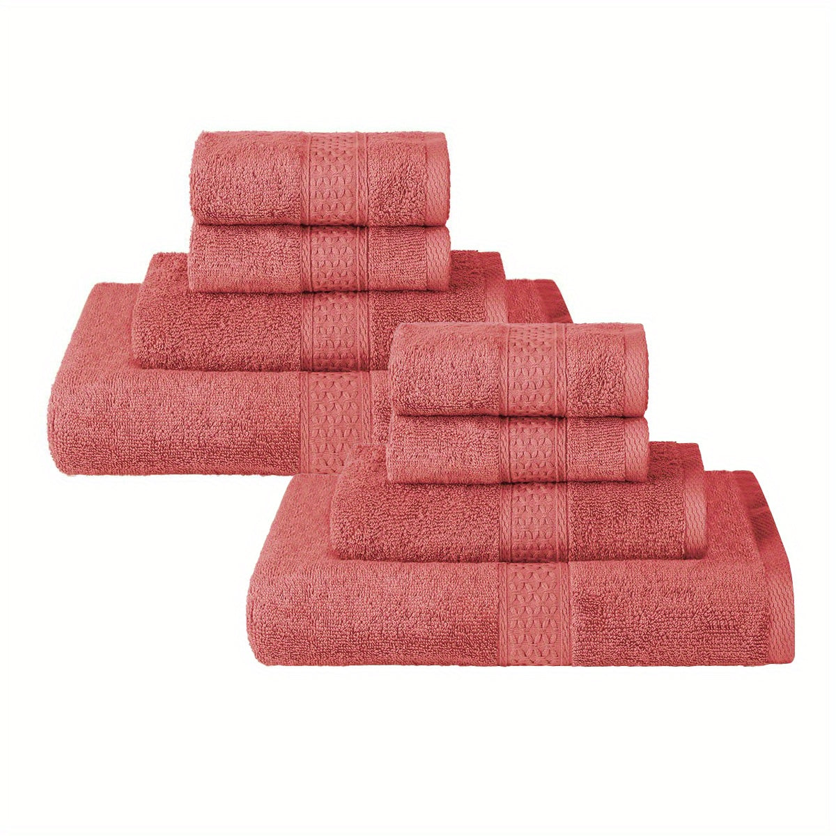 8-Piece Solid Color Towel Set Bath Hand Washcloths Absorbent Soft