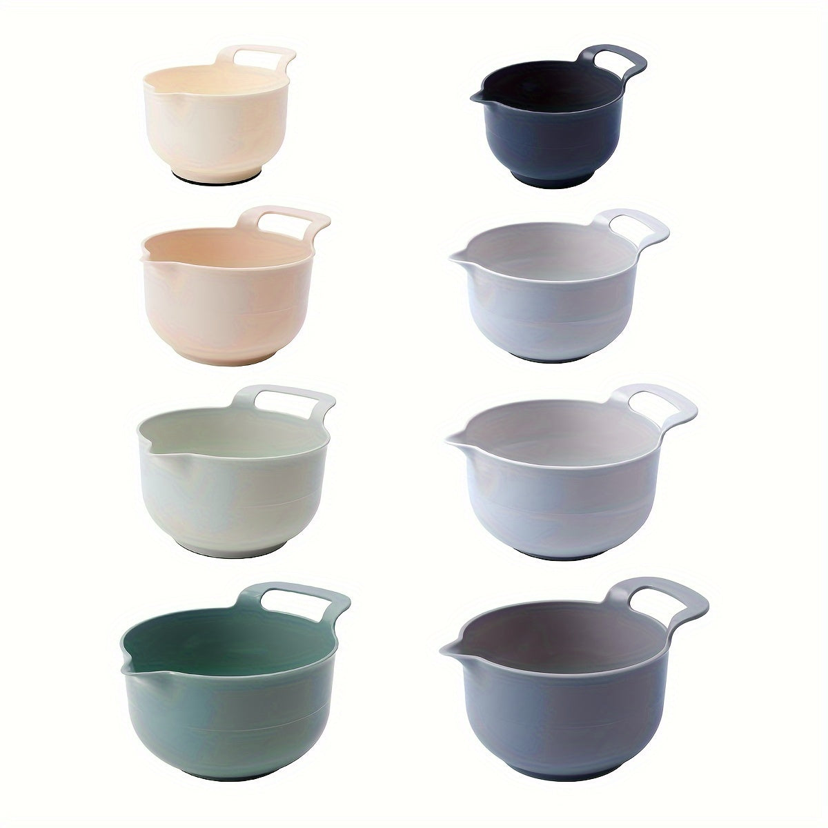 Set of 4 Plastic Mixing Bowls with Non-Slip Base, Multi-Purpose Kitchen Prep and Rinse Bowls in Various Sizes