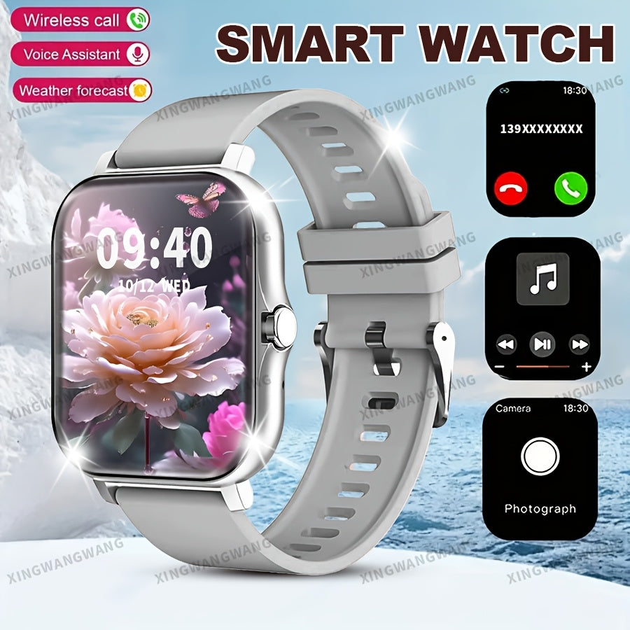 Men Women 4.65cm Touchscreen Smartwatch Fitness Tracker Call SMS USB Charging Silicone Strap