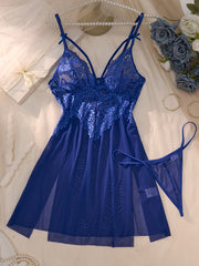 Women's Sleep Shirt Lace Trim Ruffled Low-Rise Comfortable Nightwear