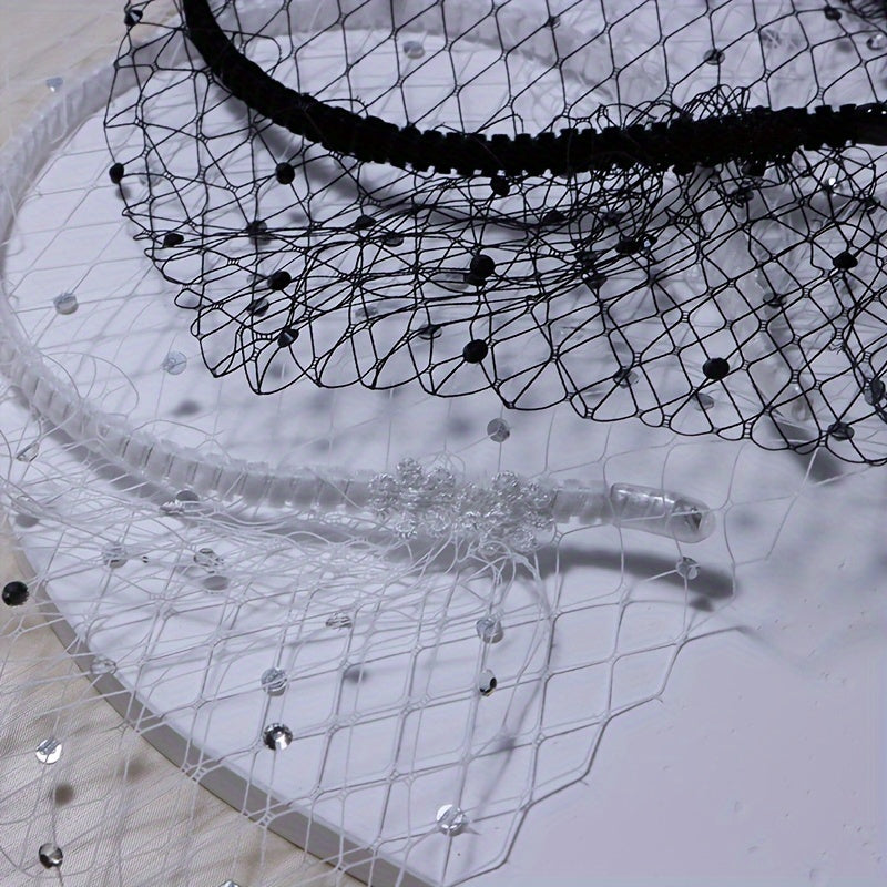 To'y va partiy uchun qora rhinestone niqobli bosh bandi, zamonaviy vintage spiral dizayni