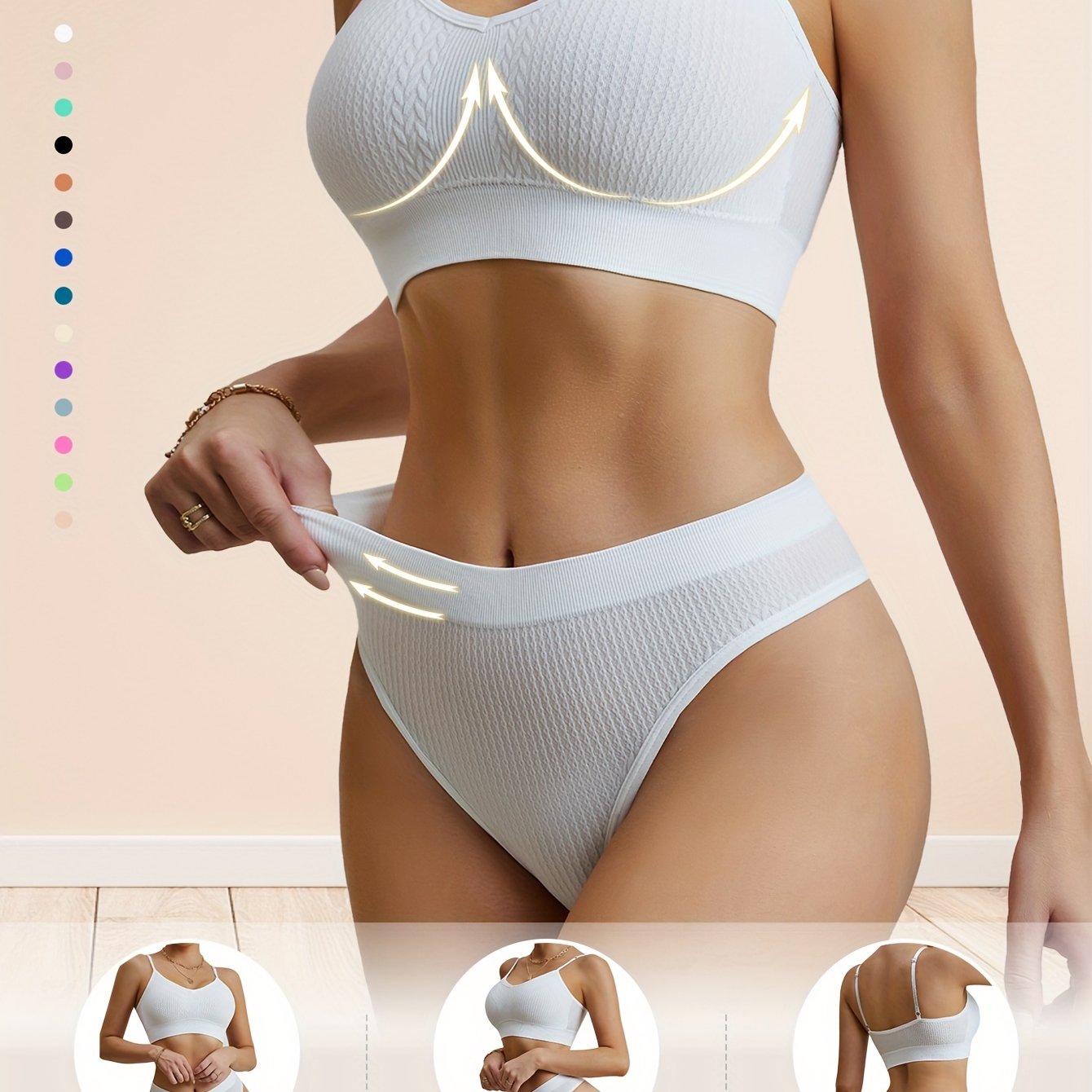 Женский комплект нижнего белья из двух предметов с пуш-ап бюстгальтером, без проволоки, сексуальными подтяжками и красивой отделкой спины.