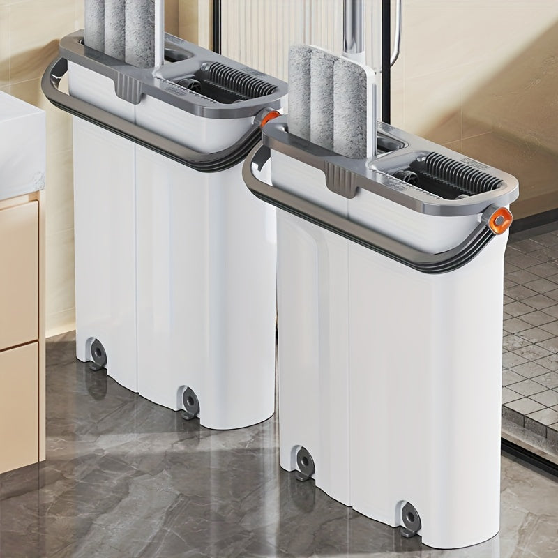 Ikki harakatli tekis mop va qopqoq to'plami, qo'ldan ozod yuvish bilan, bardoshli plastmassa