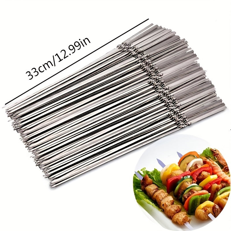 Stainless Steel Barbecue Skewers Set for Grilling and Outdoor Picnics 50/30 Pieces