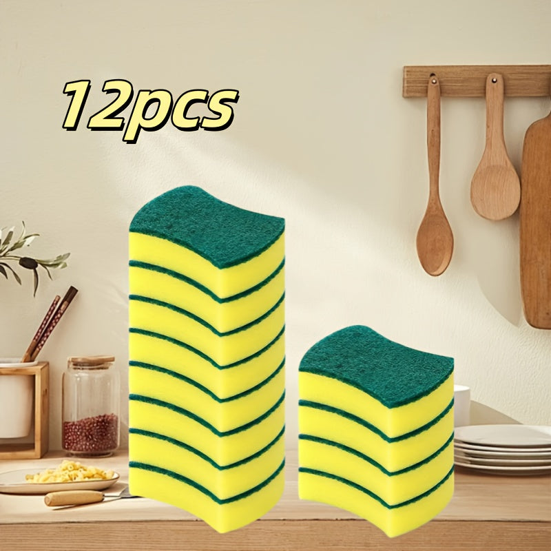 Pack of 12 or 24 Multi-Use Cleaning Sponges with Dual-Sided Scrub Pads