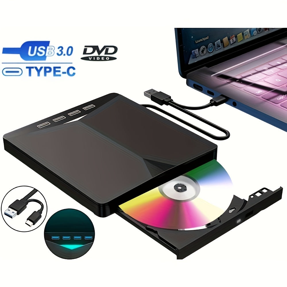 7-in-1 External CD/DVD Drive USB 3.0 Compatible with Laptop Desktop Mac No Battery