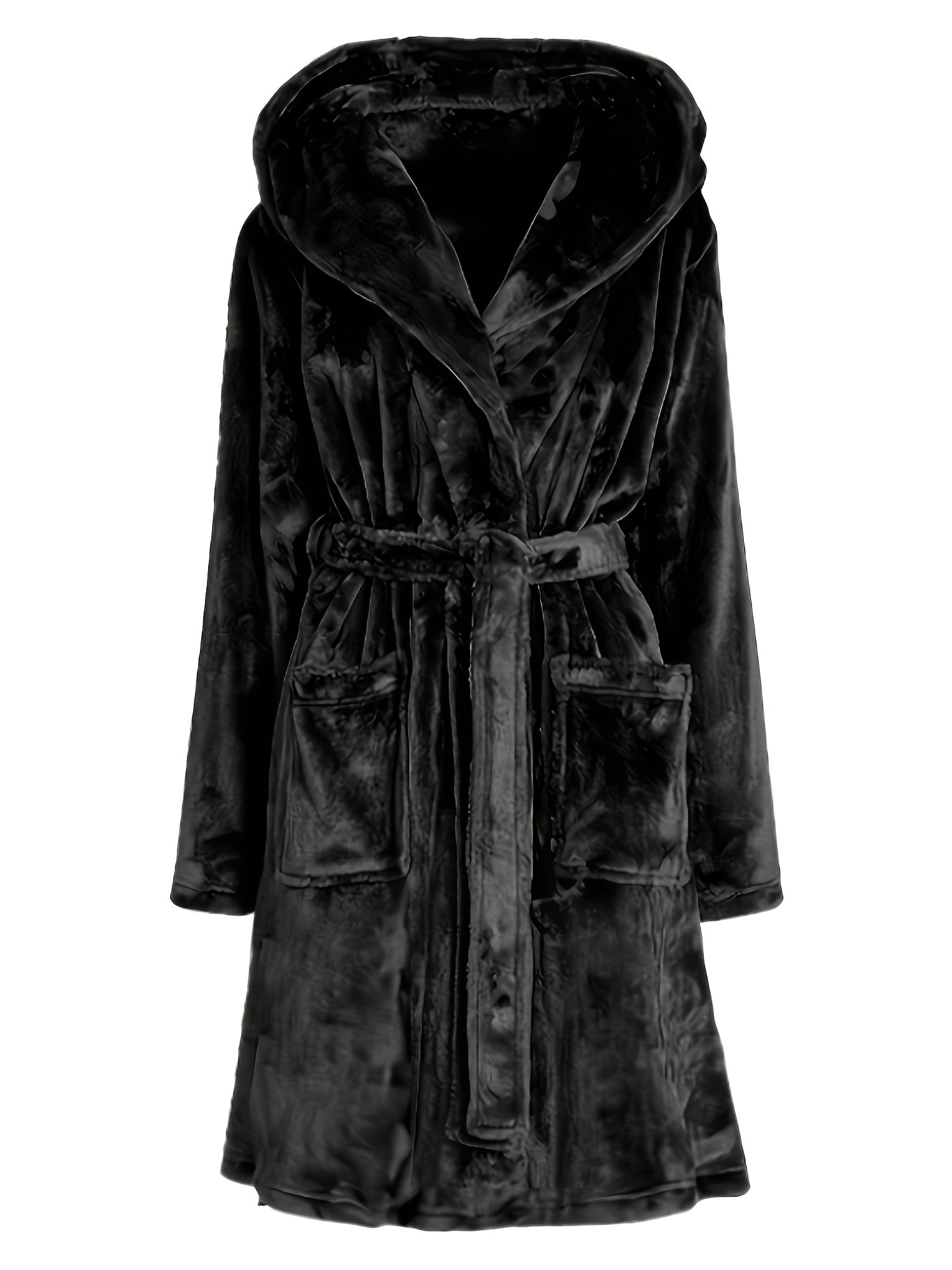 1 dona erkaklar uchun tasodifiy uzun yengli kapyushonli robe, cho'ziluvchan, cho'ziluvchan va barcha mavsumlar uchun mos bo'lgan oddiy rangli polyester to'qima bilan tayyorlangan, cho'ntaklari bilan.