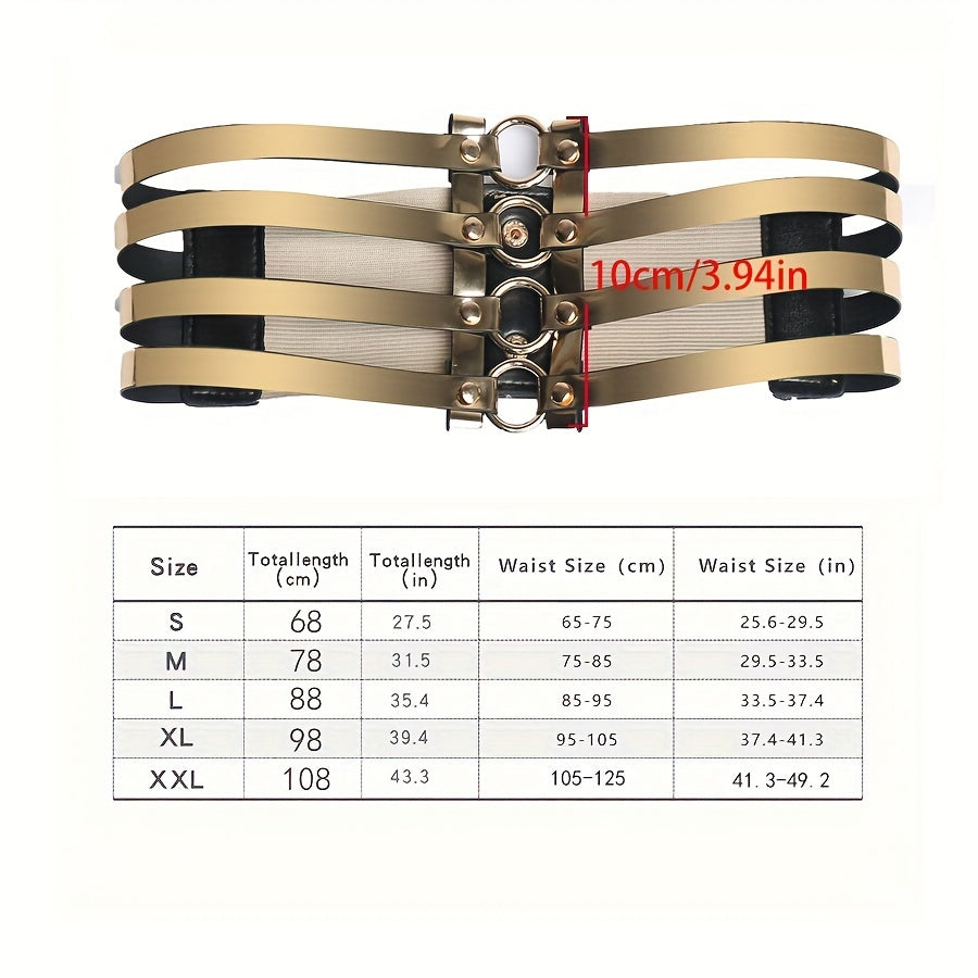 Women's Gold Stretch Belt for Dresses and Parties Waist Enhancing Accessory