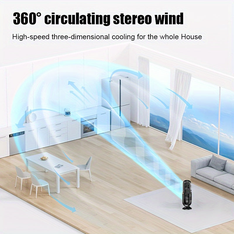 Portable Desktop Cooling Fan with USB Charging Large Capacity Battery Button Control for Office Bedroom Beach Vacation