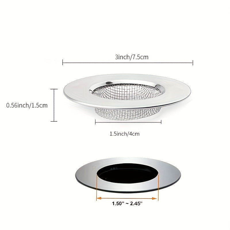 Stainless Steel Sink Drain Filter Set Anti-Clogging Hair Food Catcher for Bathroom and Kitchen