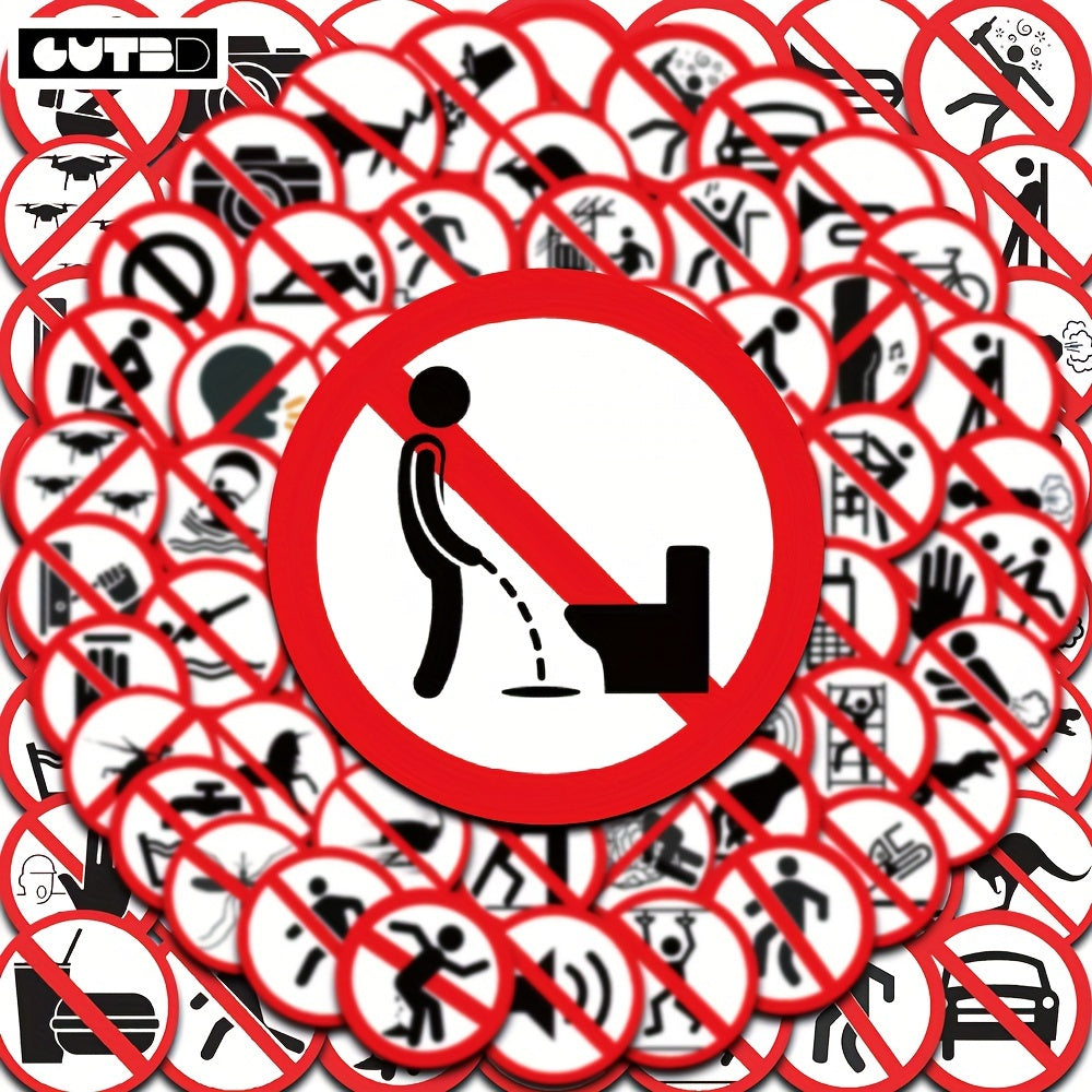 62pcs Pegatinas de PVC impermeables con dibujos animados y señales de prohibición para portátiles, cuadernos y fundas de teléfono