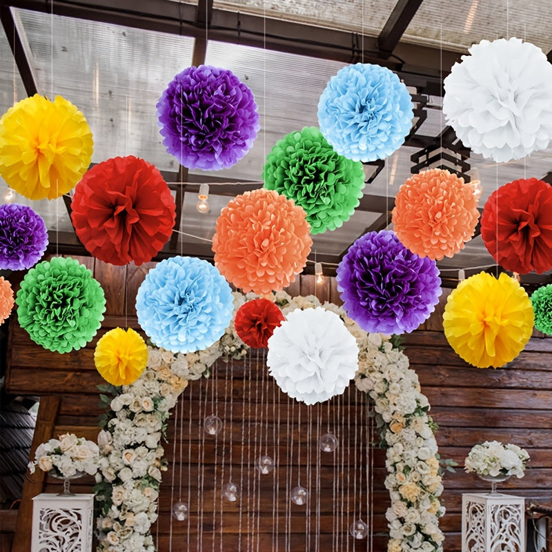 14 Pieces Paper Flower Ball Pom Pom Decorations for Party and Event