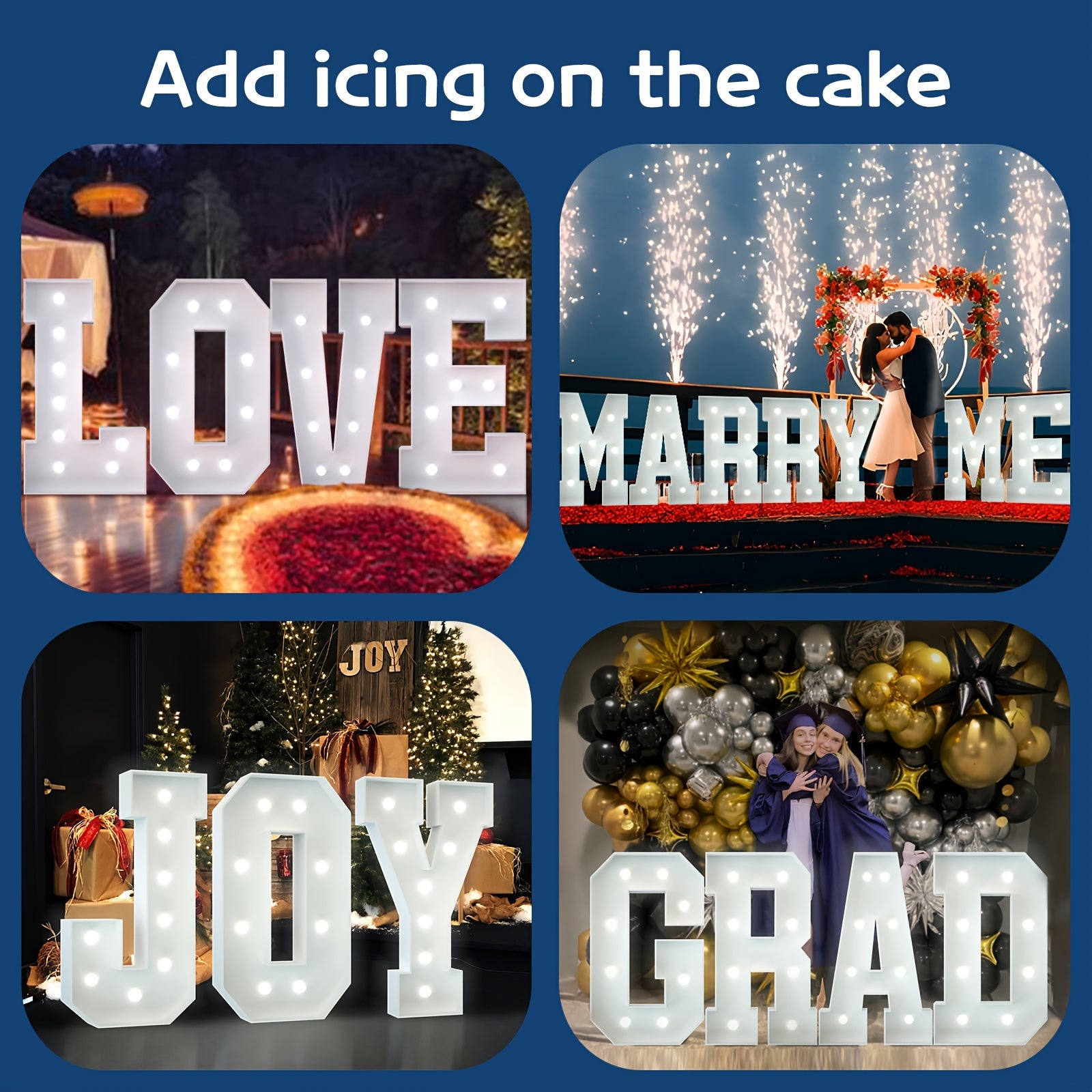 91.44cm LED Marquee Light Up Letters A-Z for Party Wedding Birthday Decor