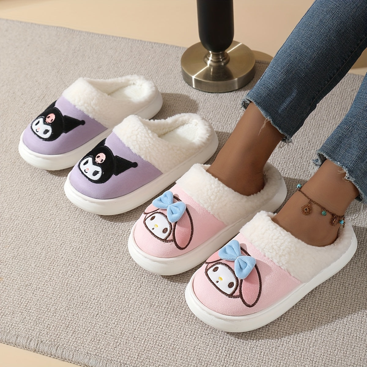 Women's Warm Cartoon Indoor Outdoor Slippers Anti-Slip Thick Soled