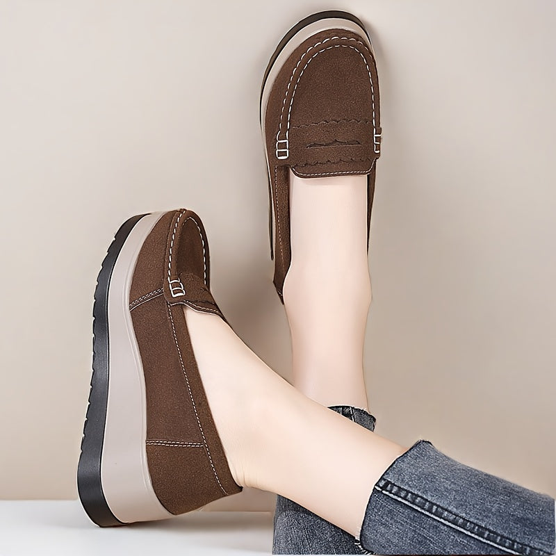 Women's Slip-On Loafers Black Synthetic Cushioned All-Season Casual Shoes