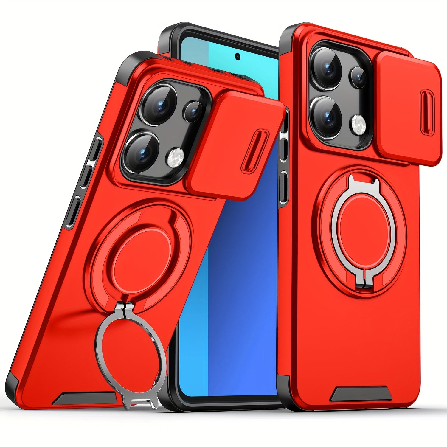 Sliding Camera Protective Phone Case for Redmi Xiaomi Poco with Shockproof Bracket and Stand