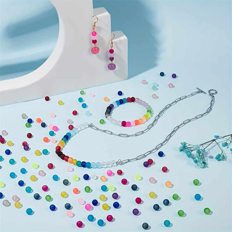 24 Colors Frosted Round Glass Beads 6mm for Jewelry Making Craft Supplies 1440 Pieces