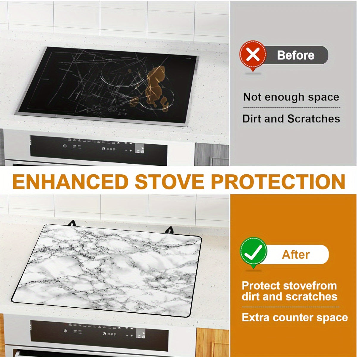 Large Waterproof Stove Top Cover 28.5x20.5 Inches Anti-Slip Glass Protector