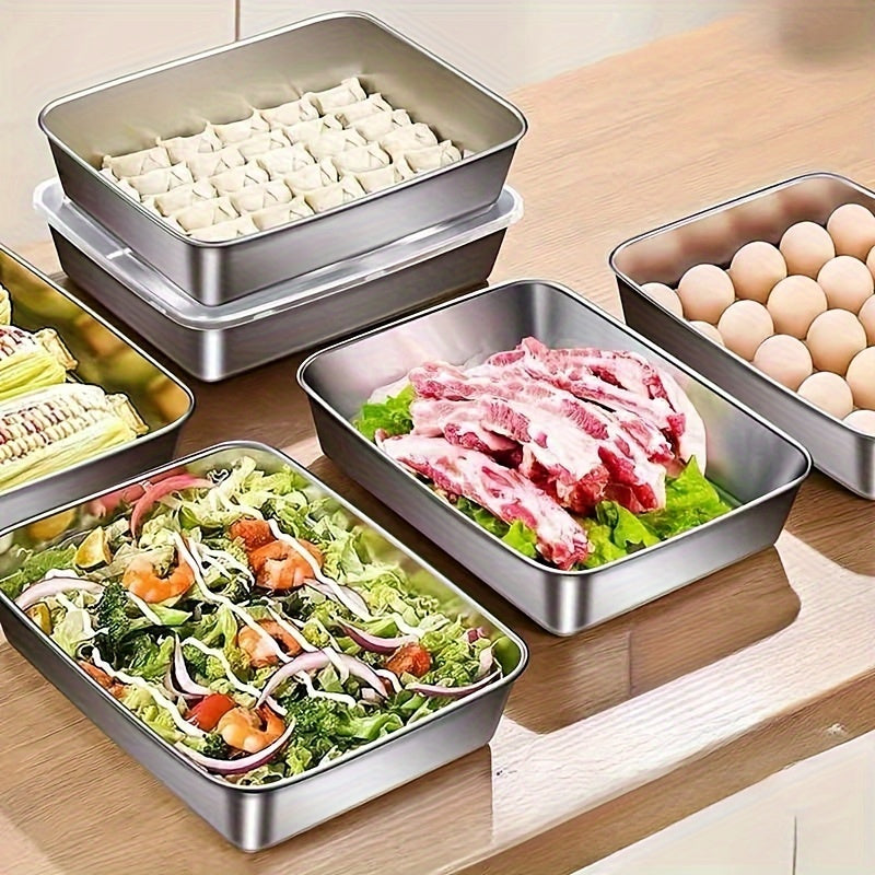 5pcs Stainless Steel Food Storage Containers with Clear Lids Leak-Proof Stackable