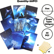 50-Piece Galaxy Starry Sky Wall Art Kit Night Poster Set for Bedroom Living Room