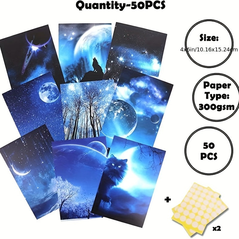 50-Piece Galaxy Starry Sky Wall Art Kit Night Poster Set for Bedroom Living Room