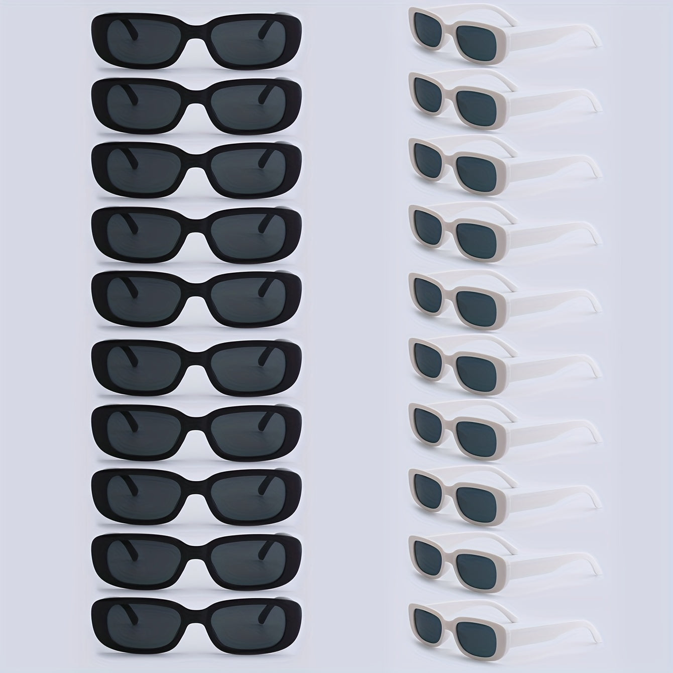 20pcs Black and White Square Decorative Glasses Retro Small Frame