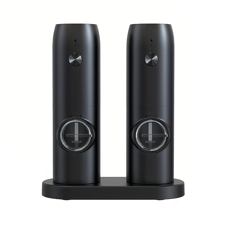 Set of 2 Rechargeable Electric Pepper and Salt Grinders with LED Light and Adjustable Coarseness