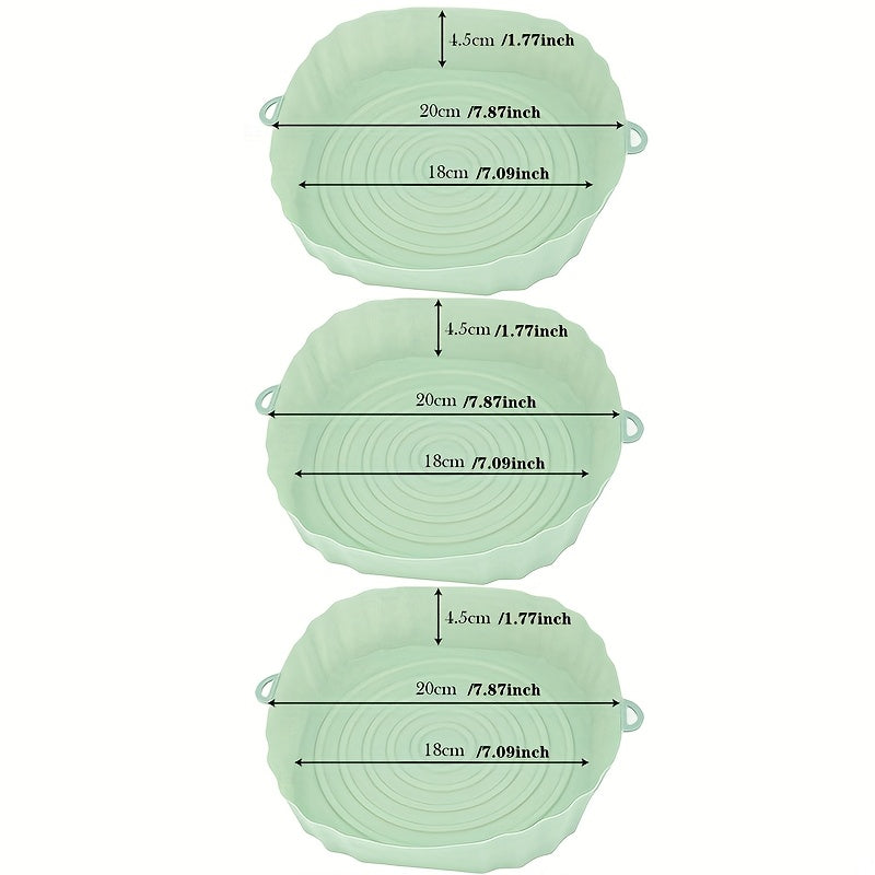 3-Pack Silicone Air Fryer Liners 7.09-Inch Non-Stick Reusable Oven Basket Bowls