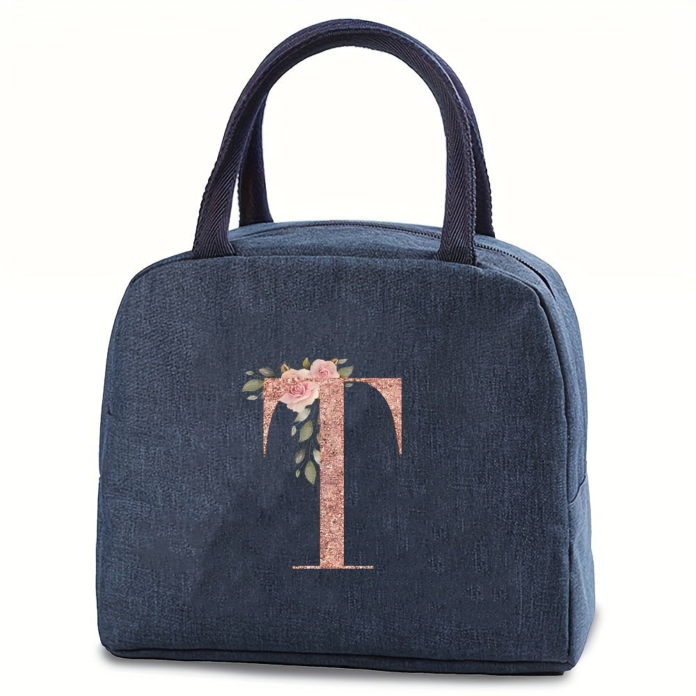 Insulated Lunch Bag with Monogram Rose Gold Waterproof Leakproof BPA-Free