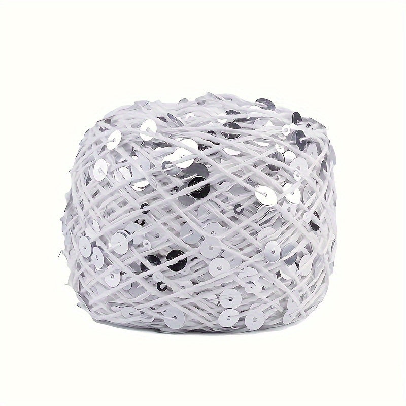 Sequin Cotton Yarn for Hand Knitting and Crocheting 50g White Red Black Beige