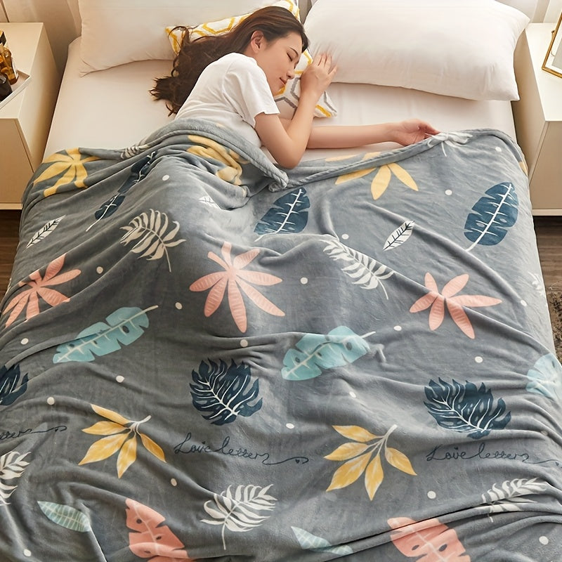 Cozy Flannel Fleece Blanket for Sofa Bed Car Knit Polyester All Seasons