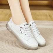 Women's PU Flat Shoes Lace Up Solid Color All Season