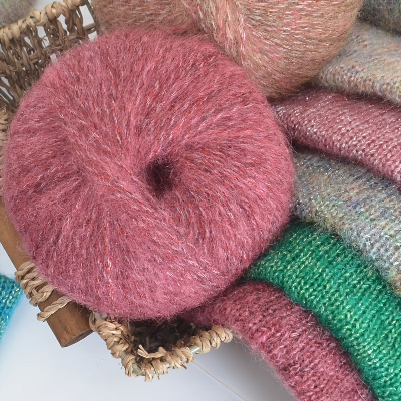 6-Pack Wool Mohair Yarn for Knitting and Crochet Multicolor Gradient 150G