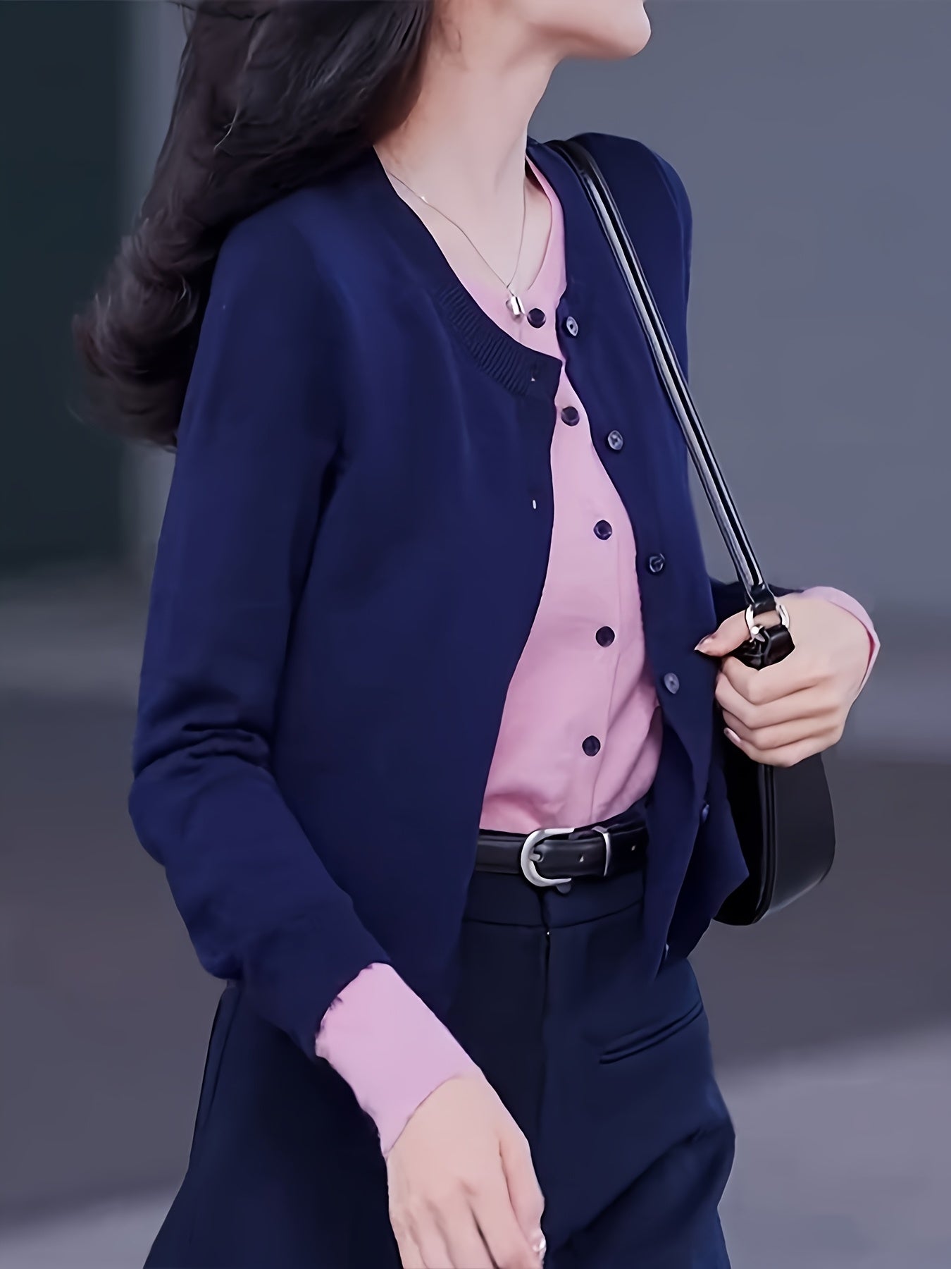 Plus Size Women's Sweater Two-Piece Color Block Round Neck Long Sleeve