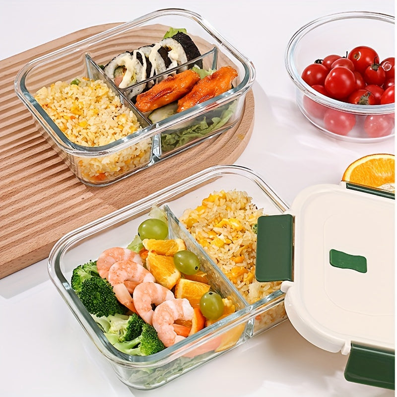 Borosilicate Glass Lunch Box with Snap Lid Microwave Safe Leak-Proof Meal Prep Container