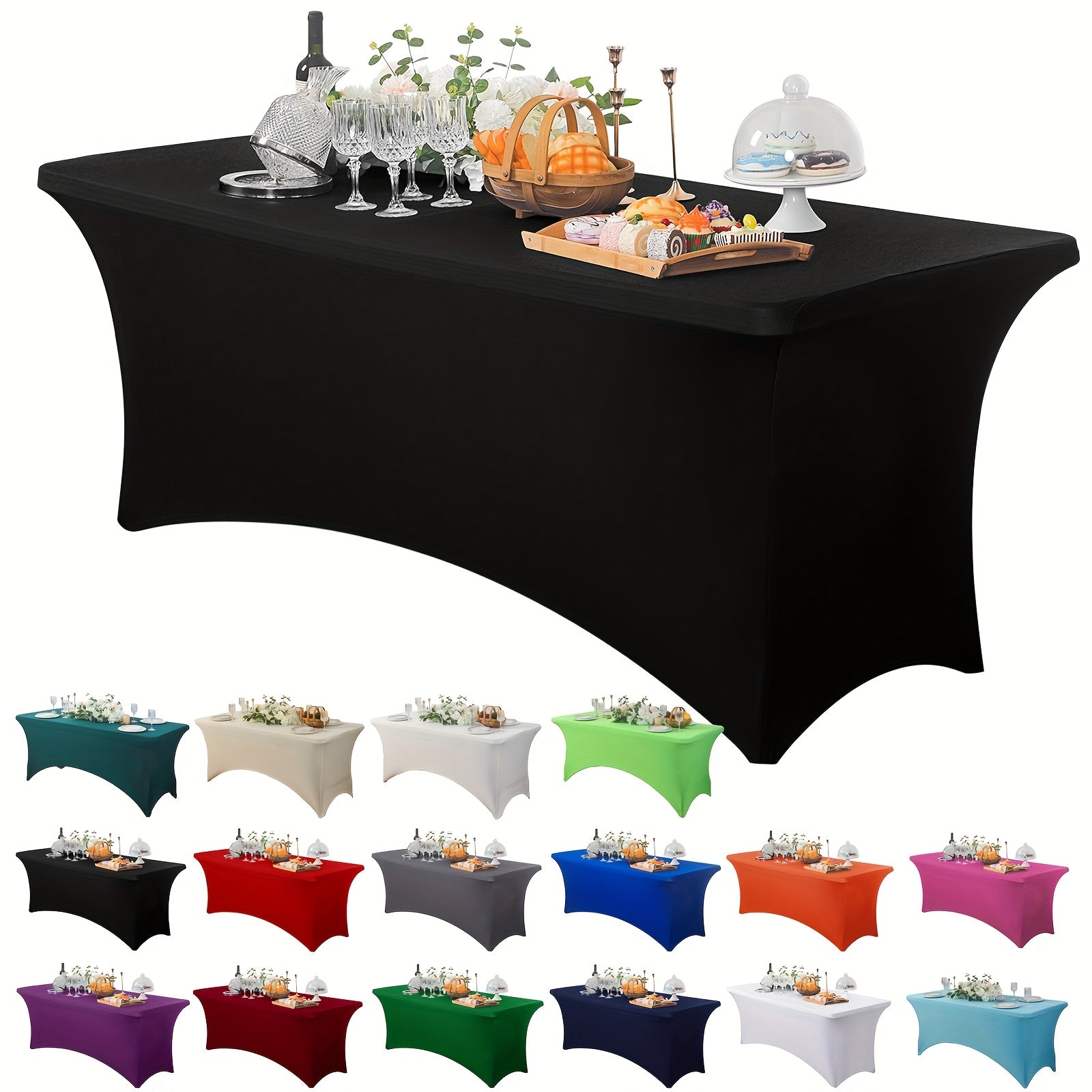 Stretch Spandex Tablecloth for Weddings Parties and Events Durable Polyester Blend Mixed Color