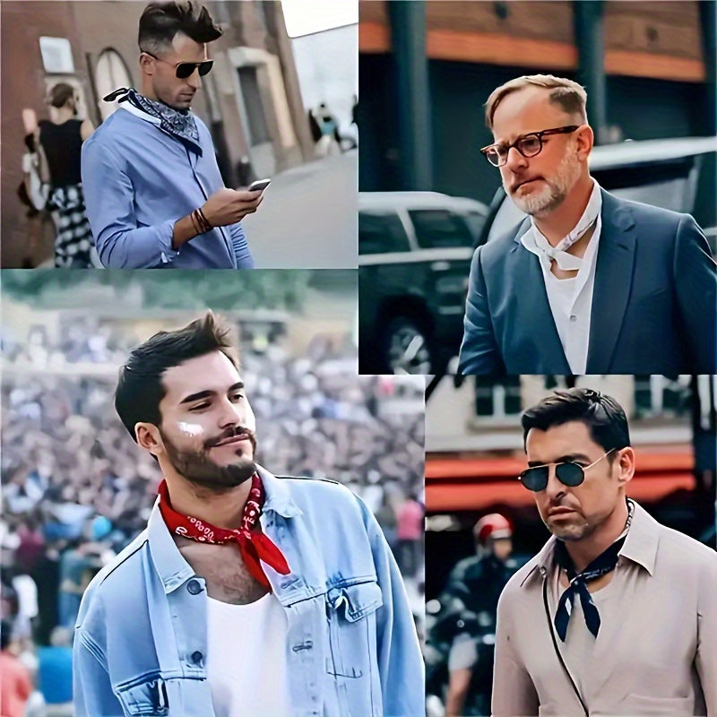 4 ta ko'k paisley bosma kvadrat sharflar to'plami, bosh bog'lamlari, bandanalar va o'rashlar uchun