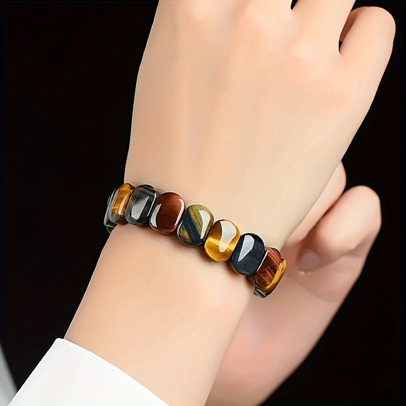 Tig'r ko'z toshidan tayyorlangan marjon, ko'k va sariq kristall energiya marjonlari, erkaklar va ayollar uchun mos